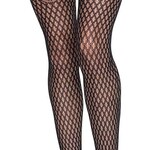 Leg Avenue Gilded Grid Net Tights with Bow Lace Top - O/S