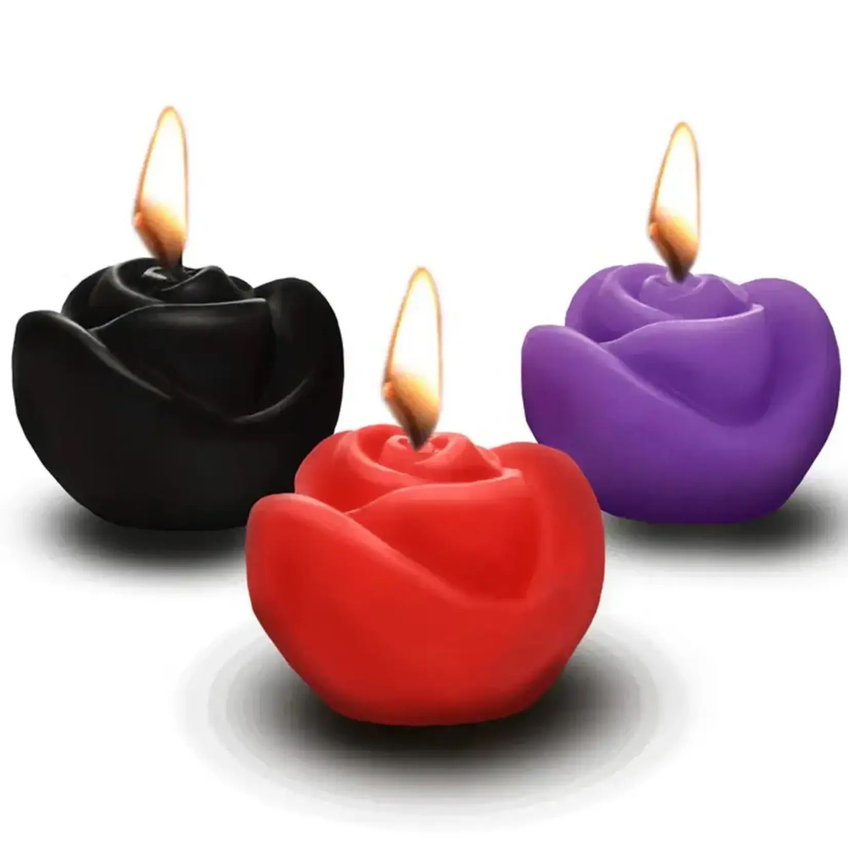 XR Brands Master Series Fire Garden 3pc Rose Candle Set - Black, Purple, Red