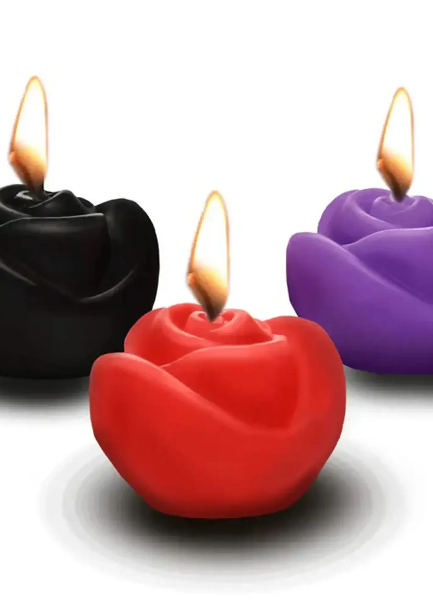 XR Brands Master Series Fire Garden 3pc Rose Candle Set - Black, Purple, Red