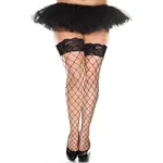 Music Legs Curvy Queen Size Lace Top Diamond Net Spandex Thigh High