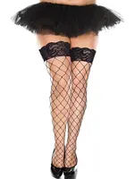 Music Legs Curvy Queen Size Lace Top Diamond Net Spandex Thigh High