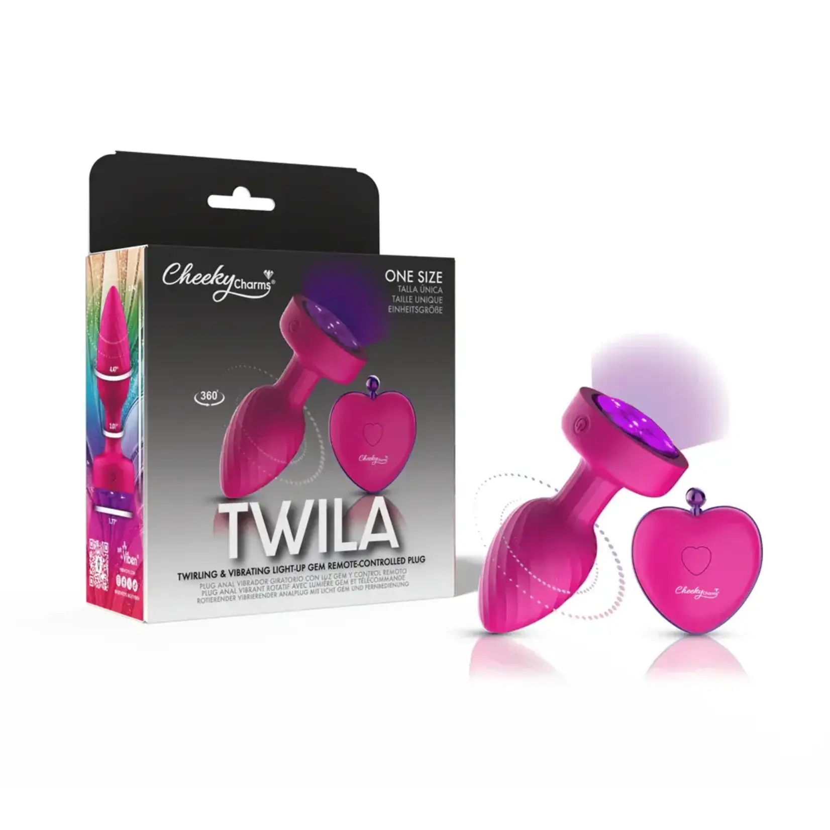 Viben Twila Twirling Purple Gem Light Up Vibrating Plug With Pnk Heart Remote