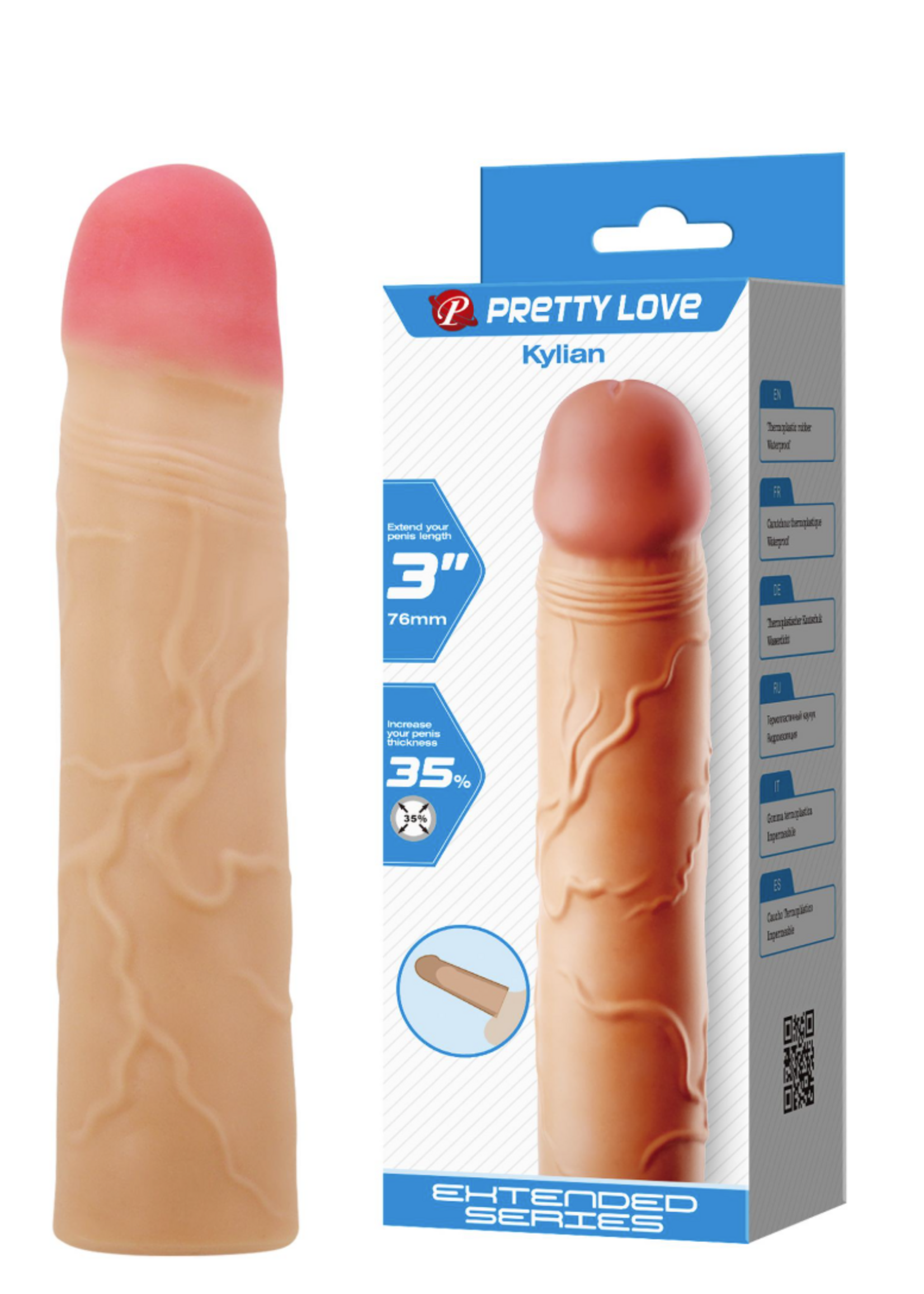 Pretty Love Kylian Extended Penis Sleeve - Light
