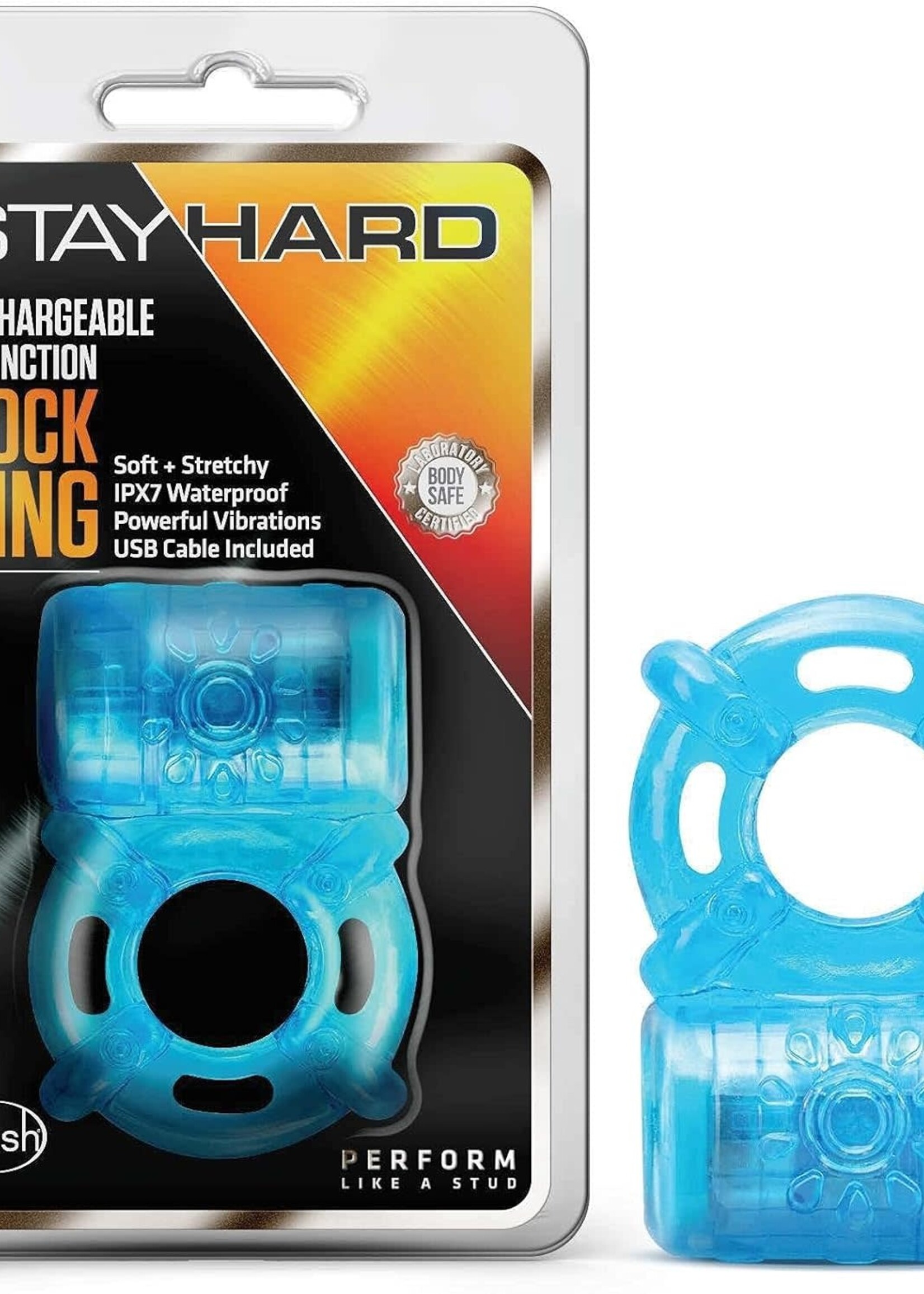 Blush Novelties Stay Hard Rechargeable 5 Function Cock Ring Blue