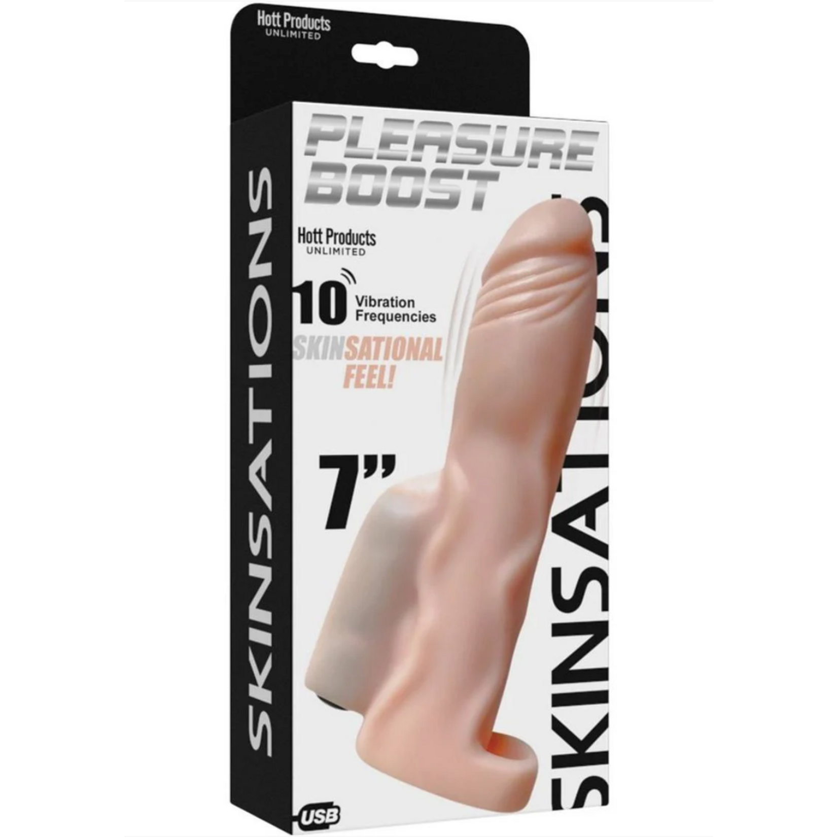 NassToys Skinsations Pleasure Boot Extreme Vibe Rechargeable Silicone Cock Sleeve - Vanilla