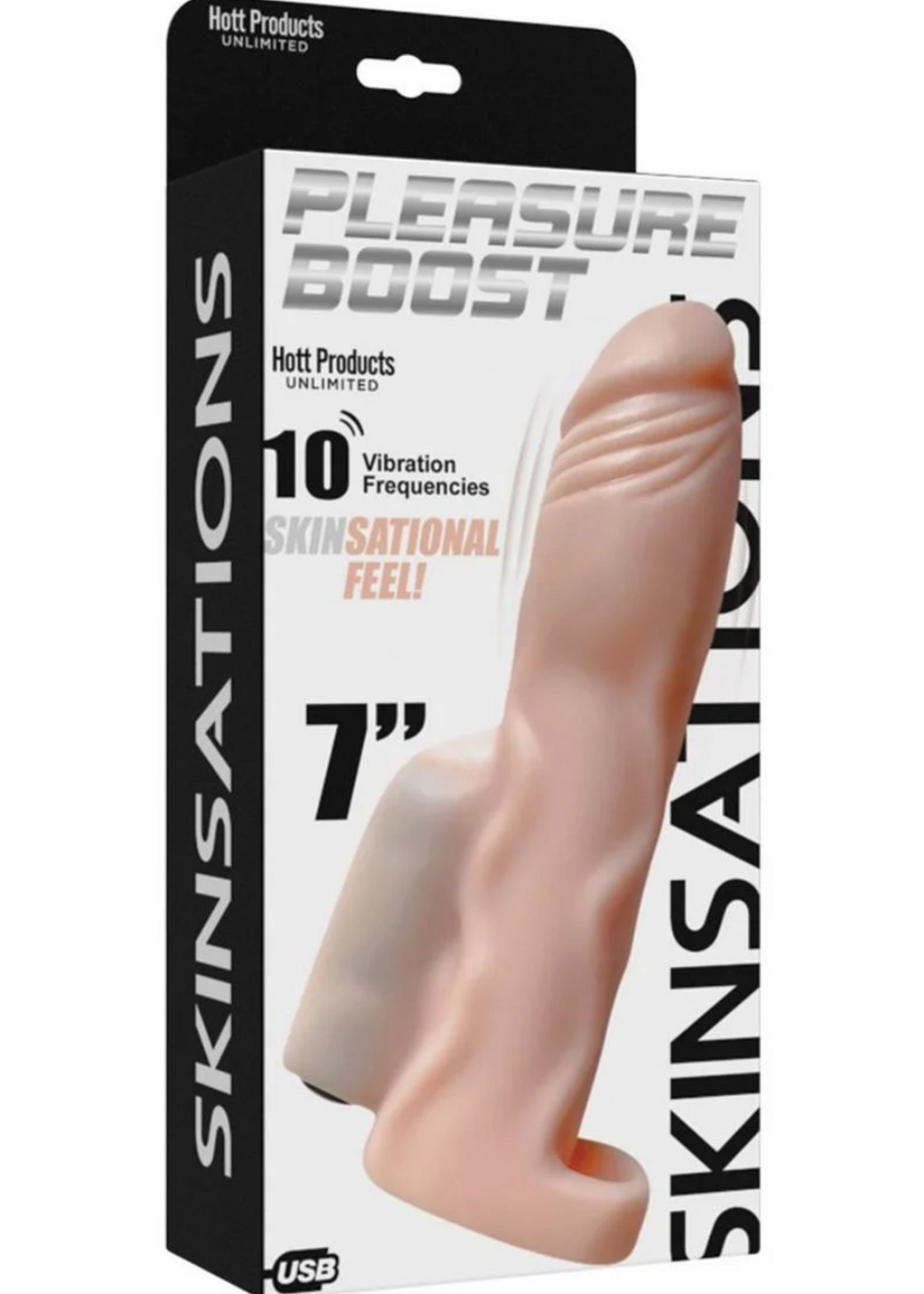 NassToys Skinsations Pleasure Boot Extreme Vibe Rechargeable Silicone Cock Sleeve - Vanilla