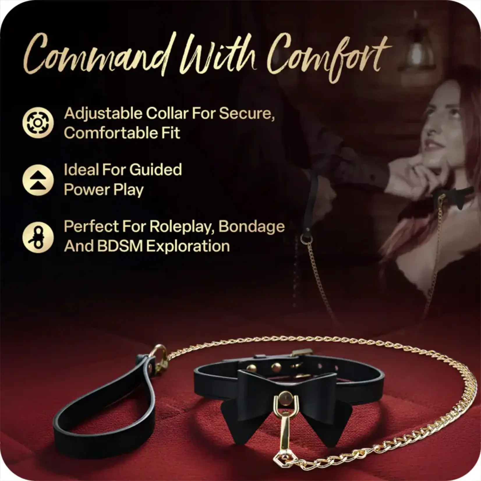 Blush Novelties Blush Temptasia Ardor Collar & Leash w/Bow - Black