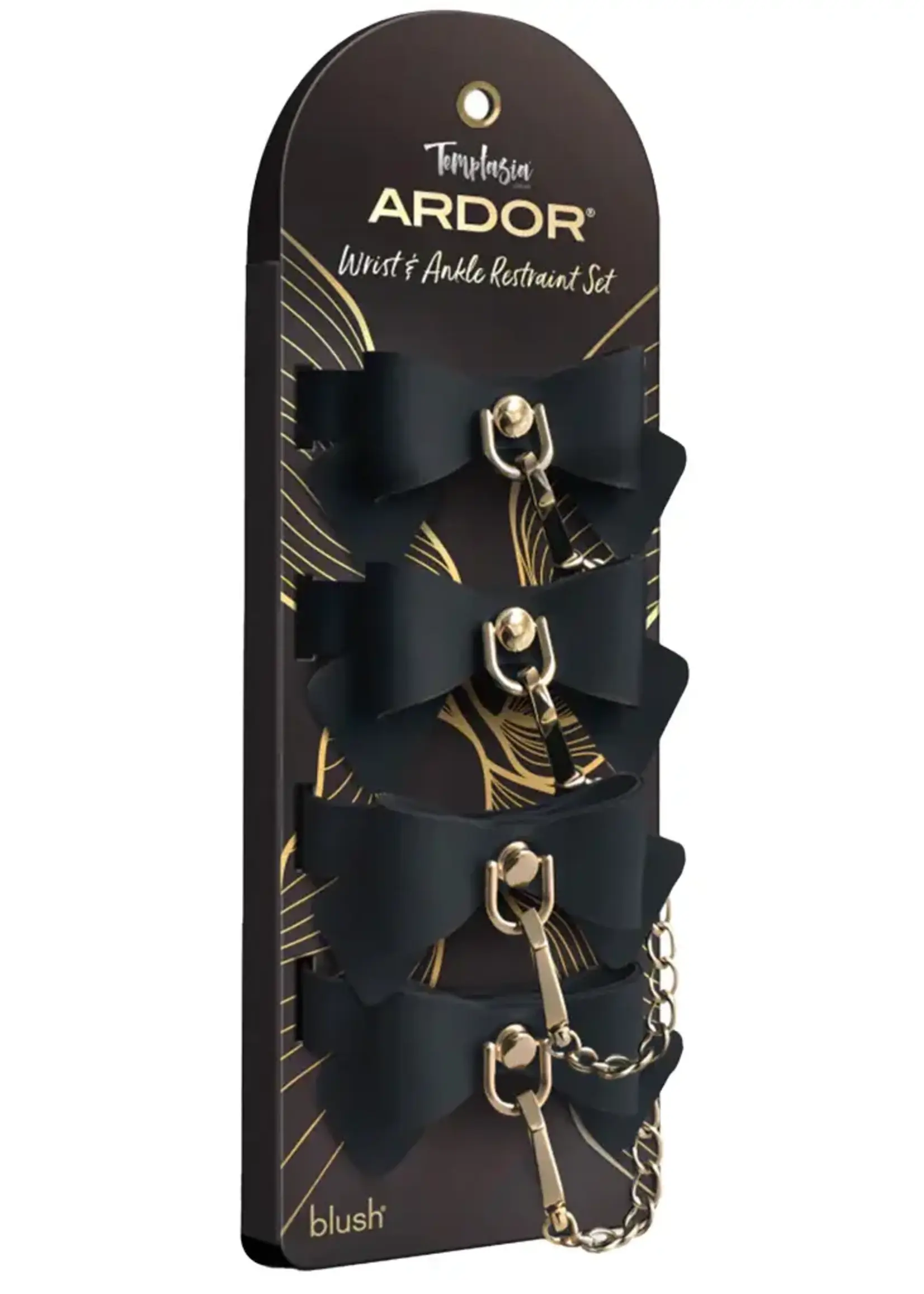 Blush Novelties Blush Temptasia Ardor Wrist & Ankle Restraints w/Bow - Black