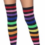 Leg Avenue Acrylic Rainbow Stripe Thigh High Socks - OS