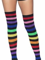 Leg Avenue Acrylic Rainbow Stripe Thigh High Socks - OS