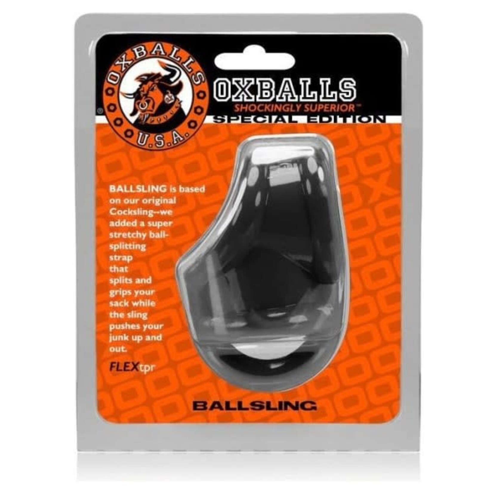 Oxballs Oxballs Ballsling Cocksling W / Splittler - Black