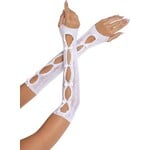 Leg Avenue Leg Avenue Sweetheart Striped Keyhole Arm Warmers with Mini Bow Accents - O/S - White