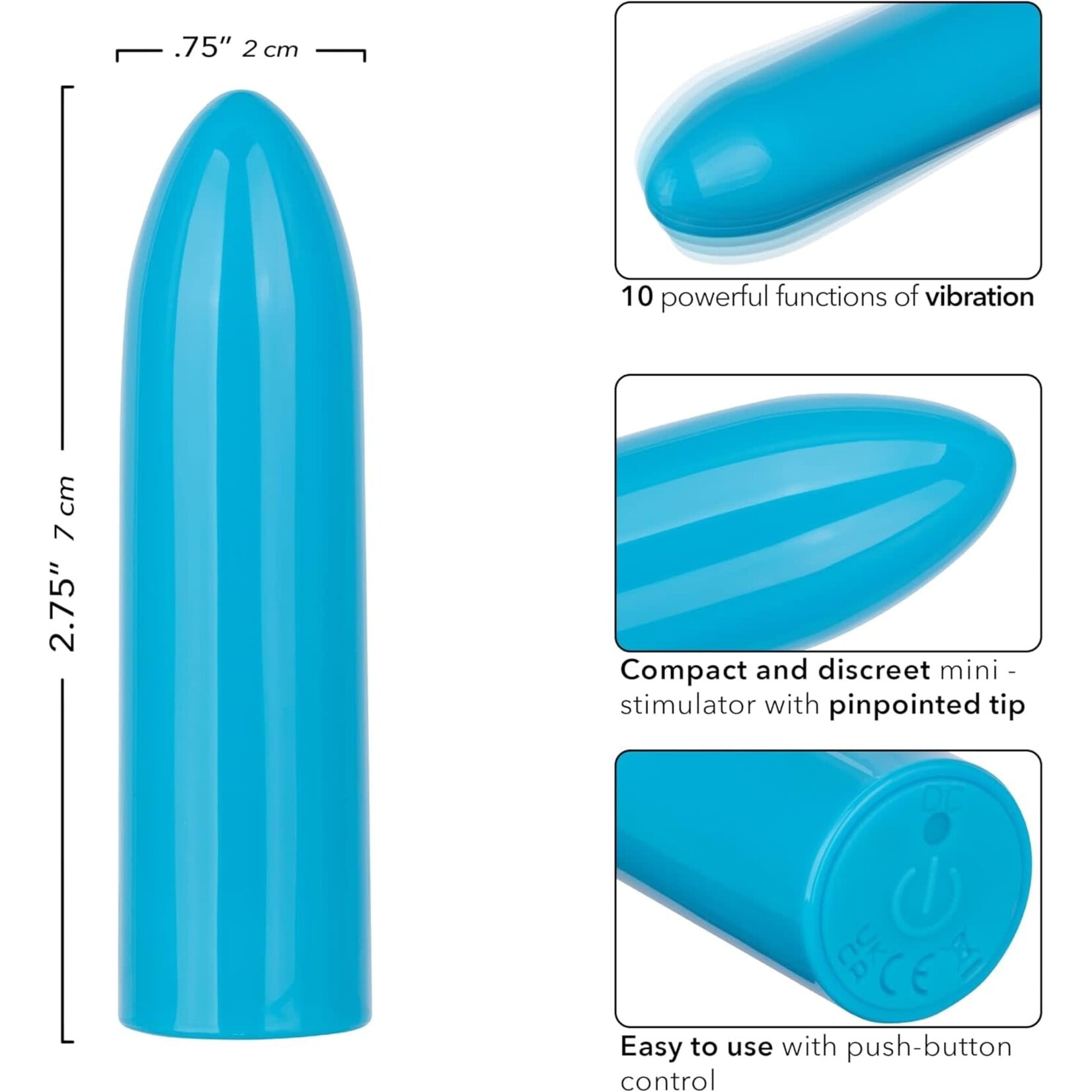 Calexotics Turbo Buzz Classic Rechargeable Mini Bullet - Blue