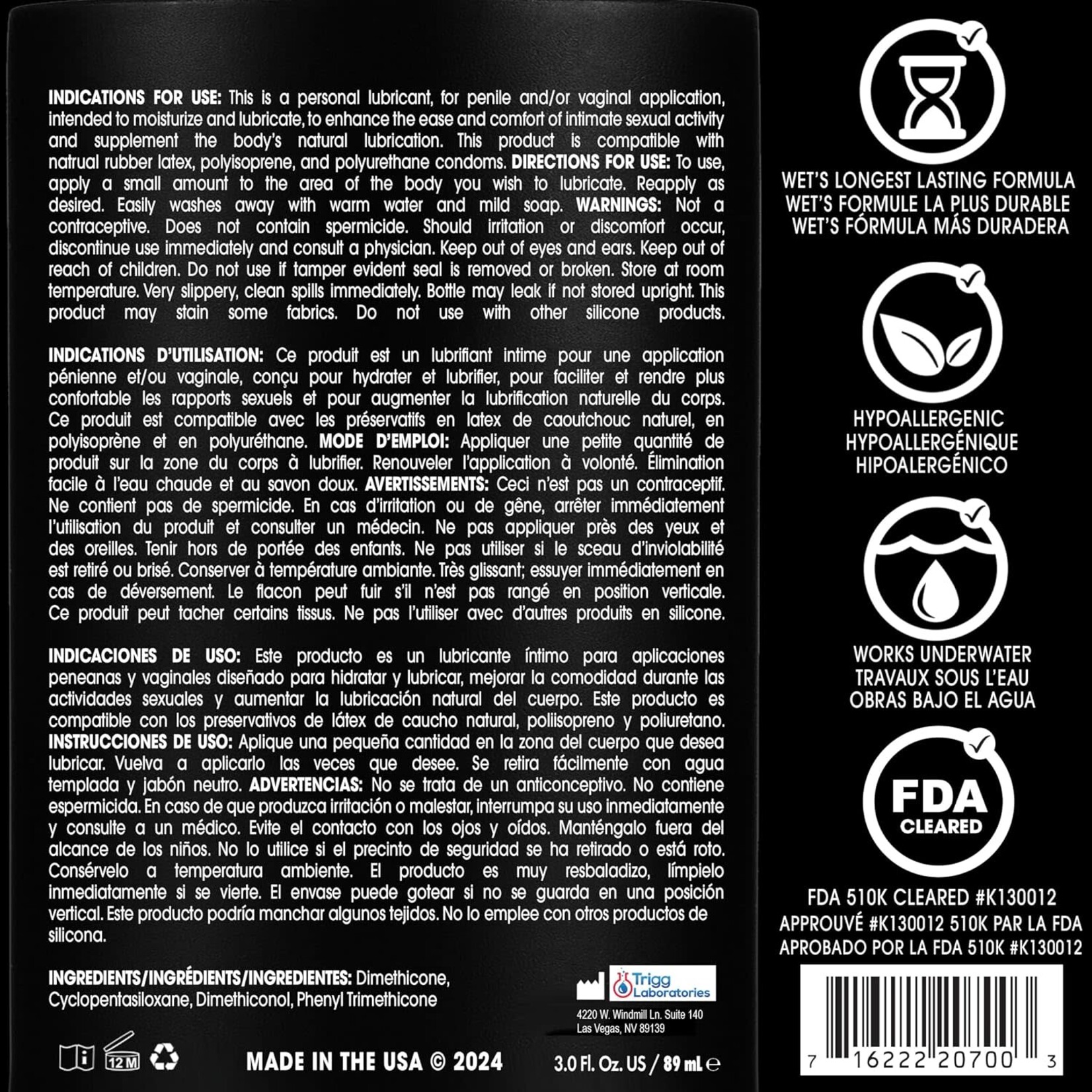 Wet Lubricants Wet Platinum - Luxury Silicone Based Lubricant 3 oz
