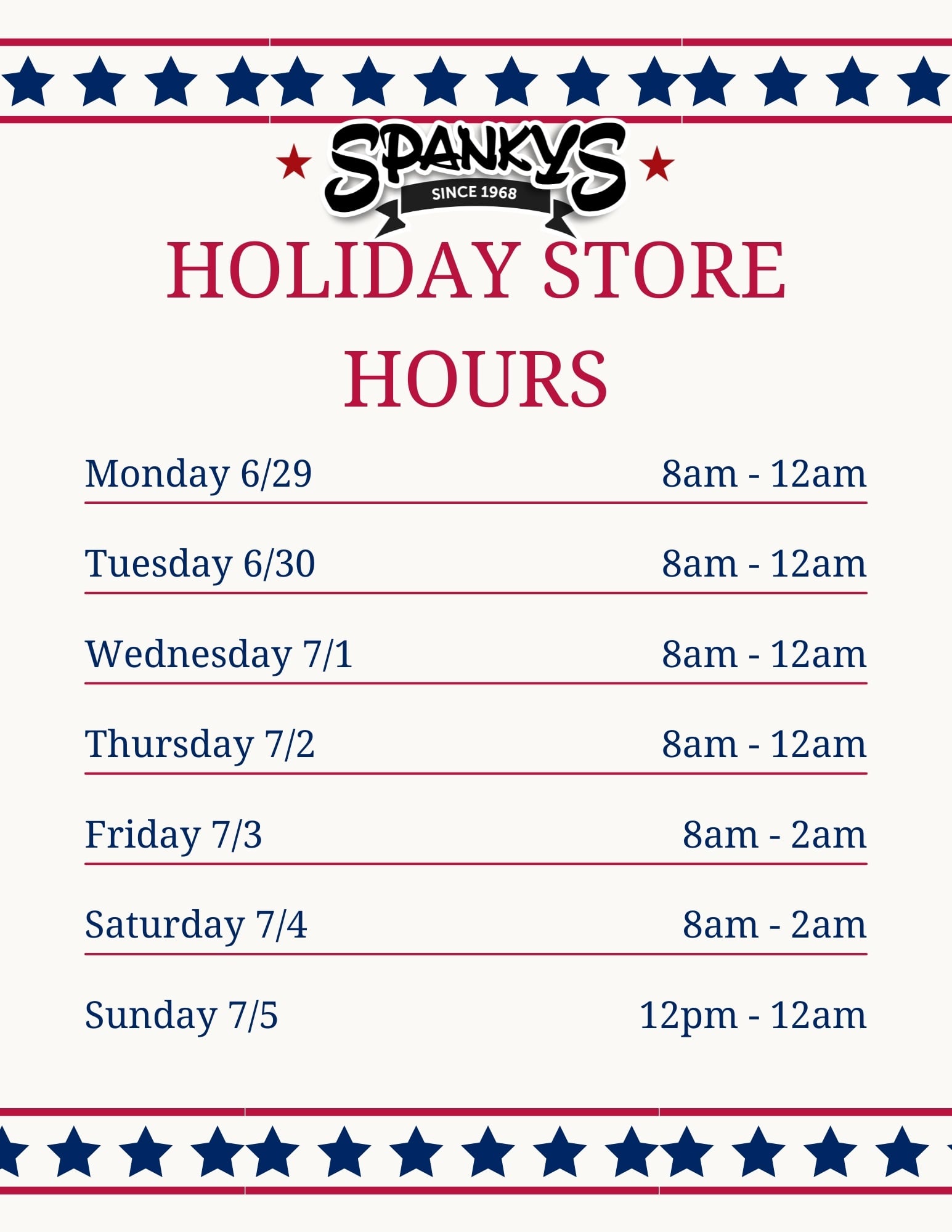 4th of July Holiday Hours