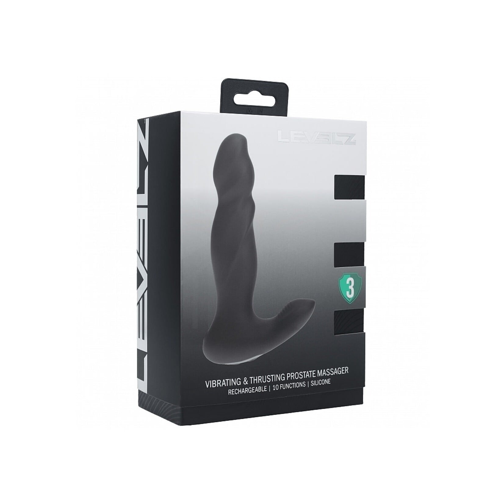 Shots Levelz Levelz Vibrating & Thrusting Silicone Rechargeable Prostate Massager - Black