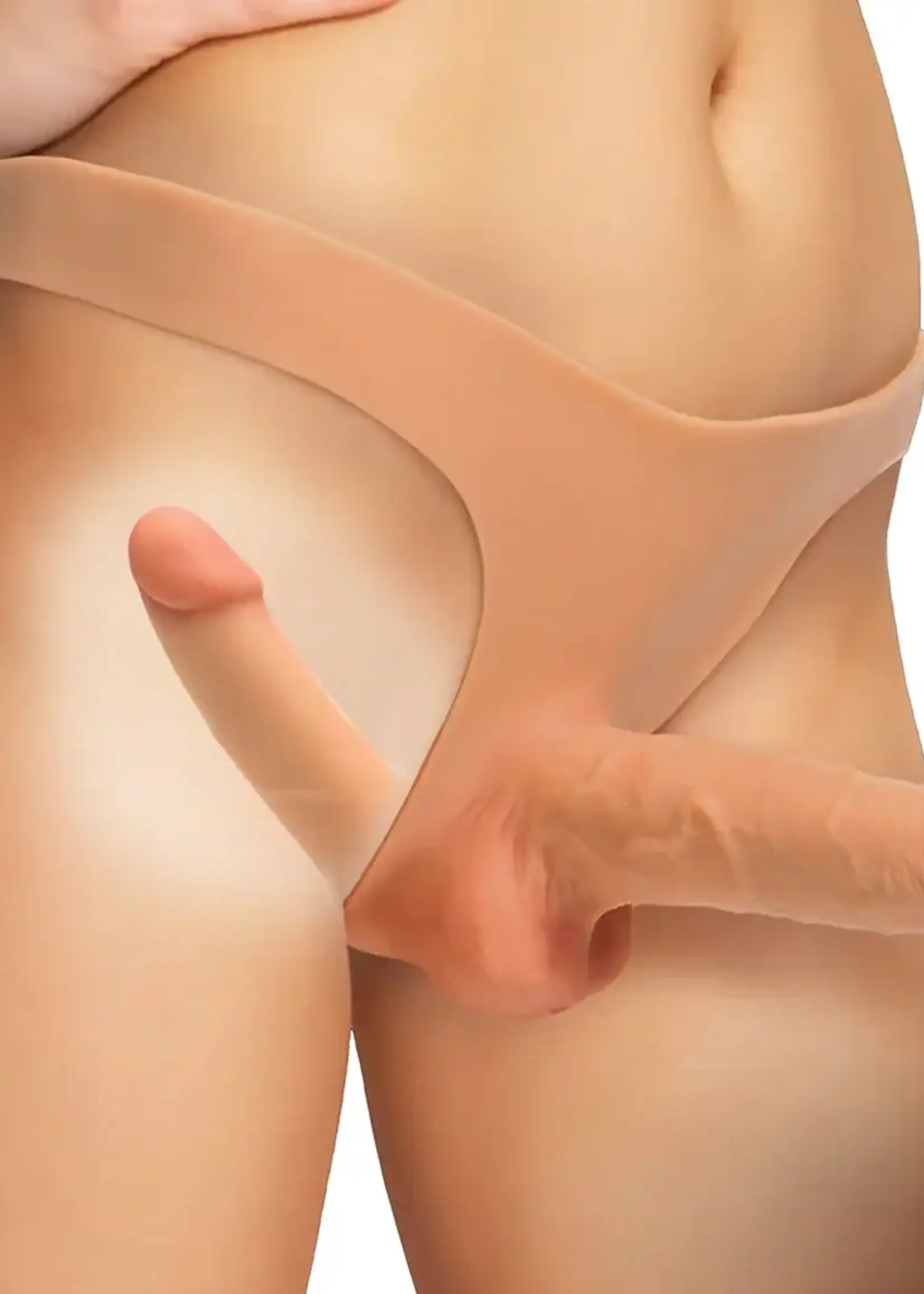 XR Brands Master Series Master Series Double Boner Bikini Silicone Penis Panty - Vanilla