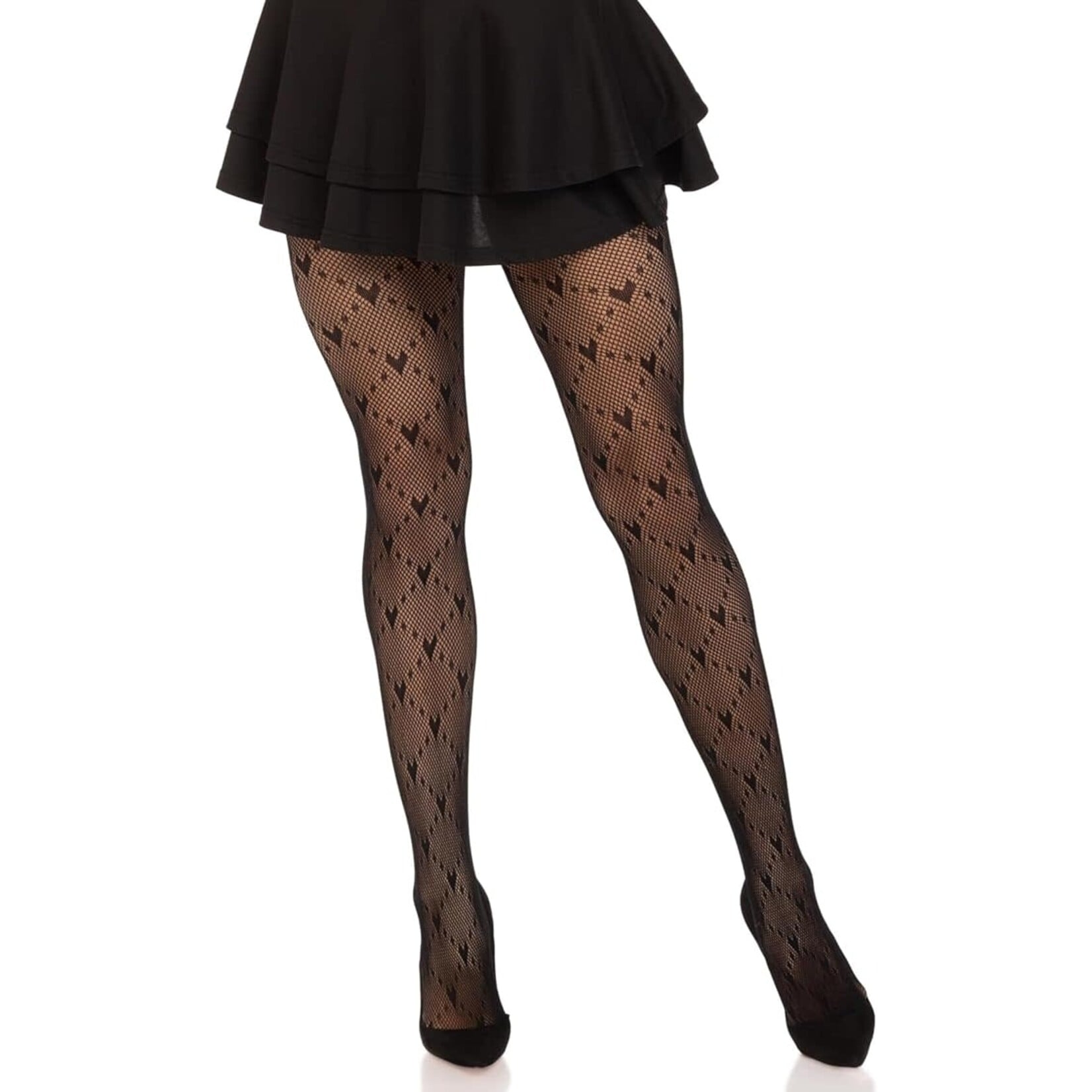 Leg Avenue Leg Avenue Love Struck Heart Net Tights - O/S - Black