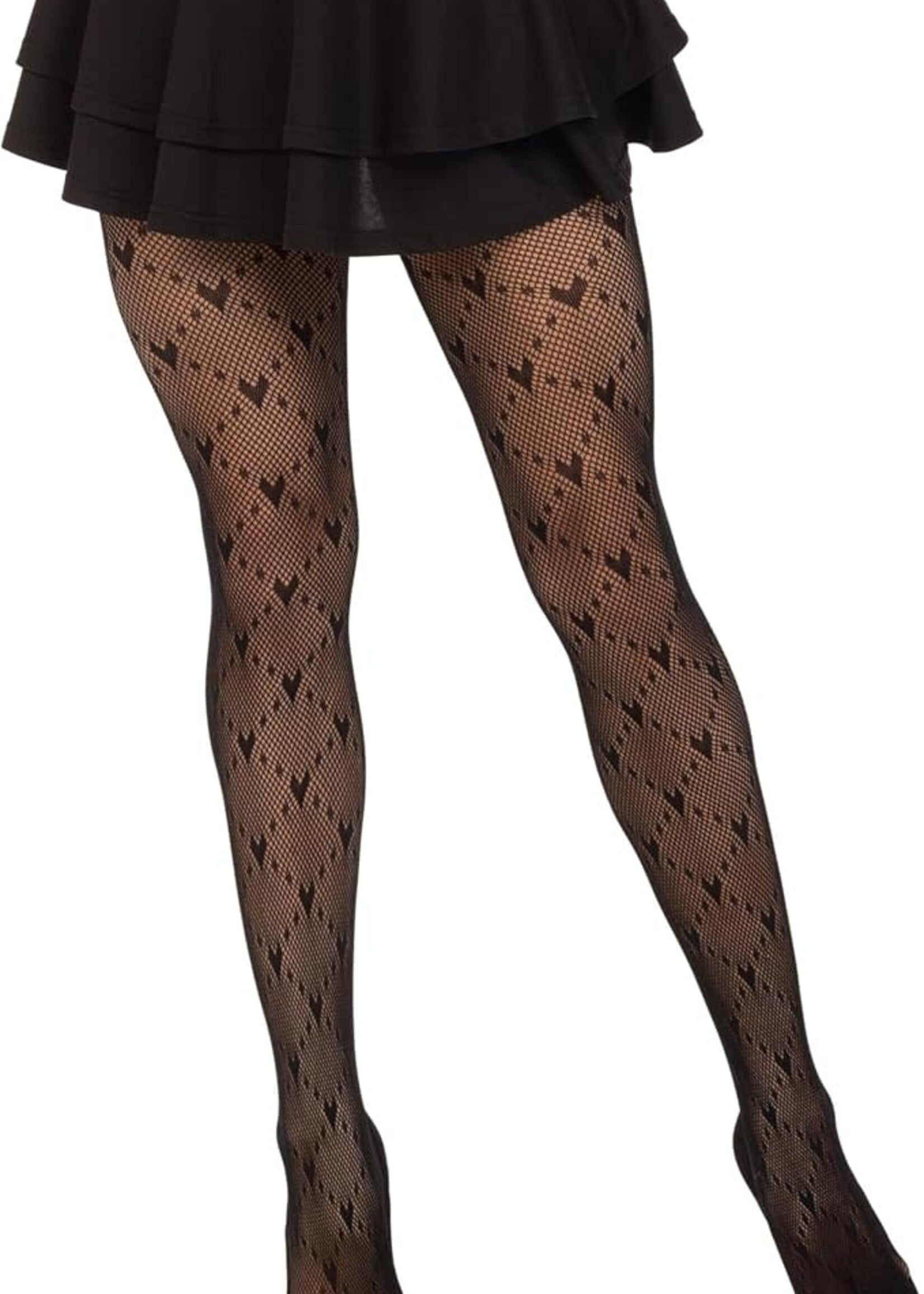 Leg Avenue Leg Avenue Love Struck Heart Net Tights - O/S - Black