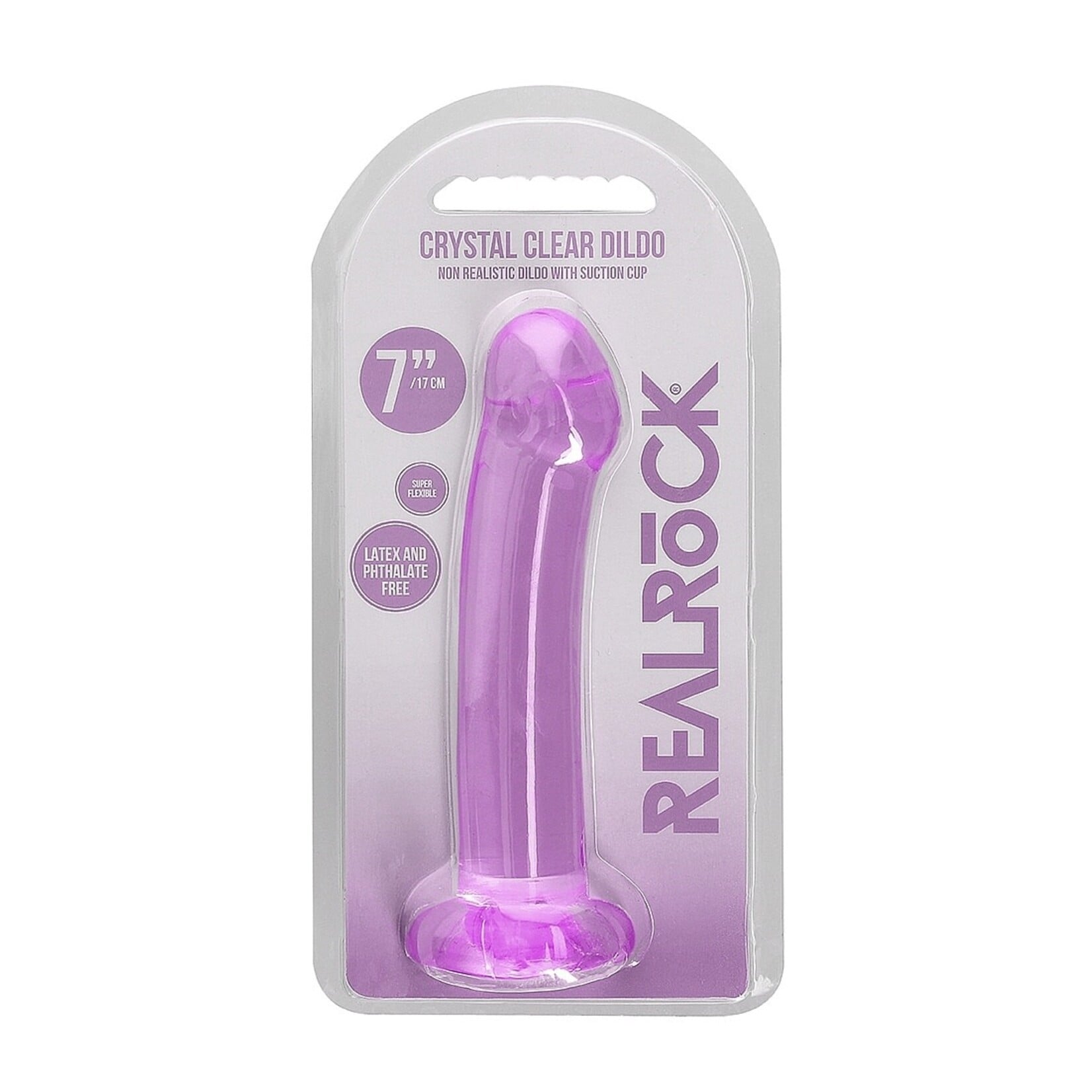 Shots RealRock RealRock Crystal Clear Non Realistic Dildo with Suction Cup 6.7in