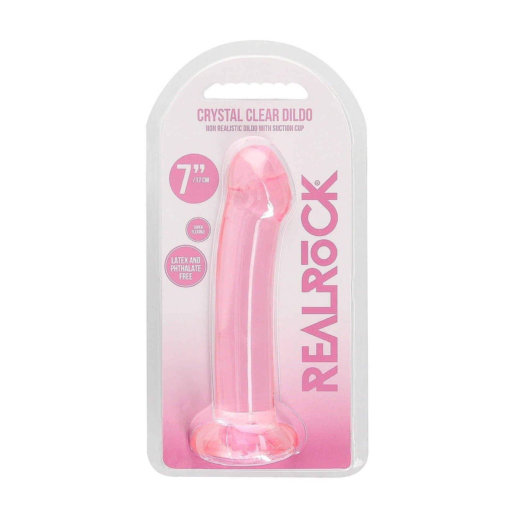 Shots RealRock RealRock Crystal Clear Non Realistic Dildo with Suction Cup 6.7in