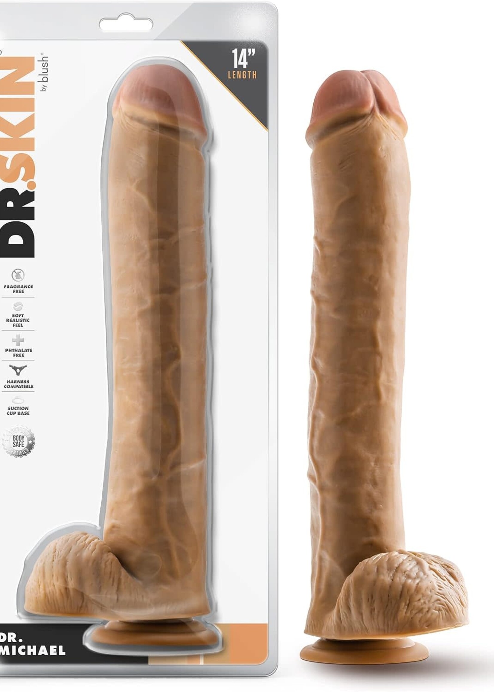 Blush Novelties Dr. Skin - Dr. Michael - 14 Inch Dildo With Balls