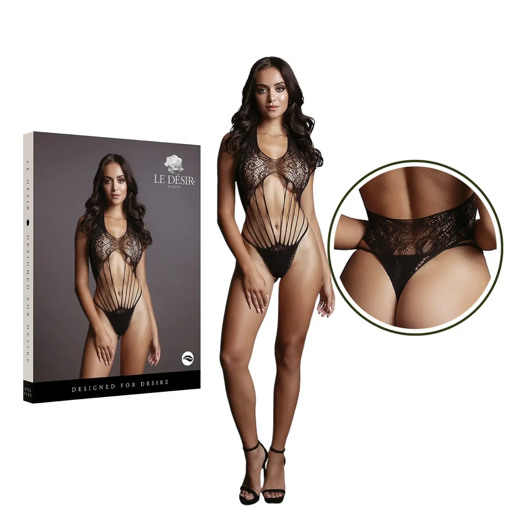 Shots Le Desir Le Desir Strappy Lace Teddy - O/S - Black