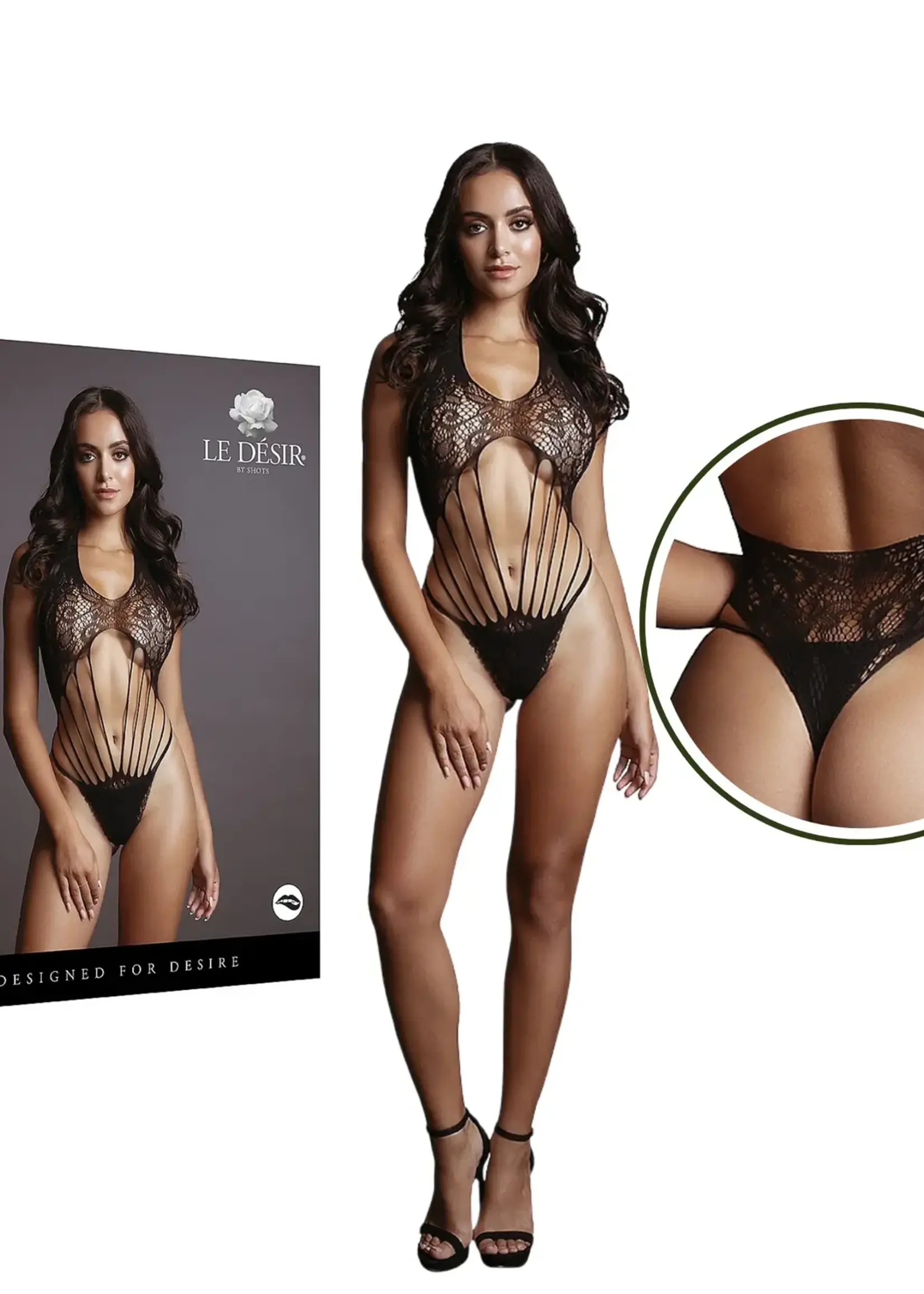 Shots Le Desir Le Desir Strappy Lace Teddy - O/S - Black