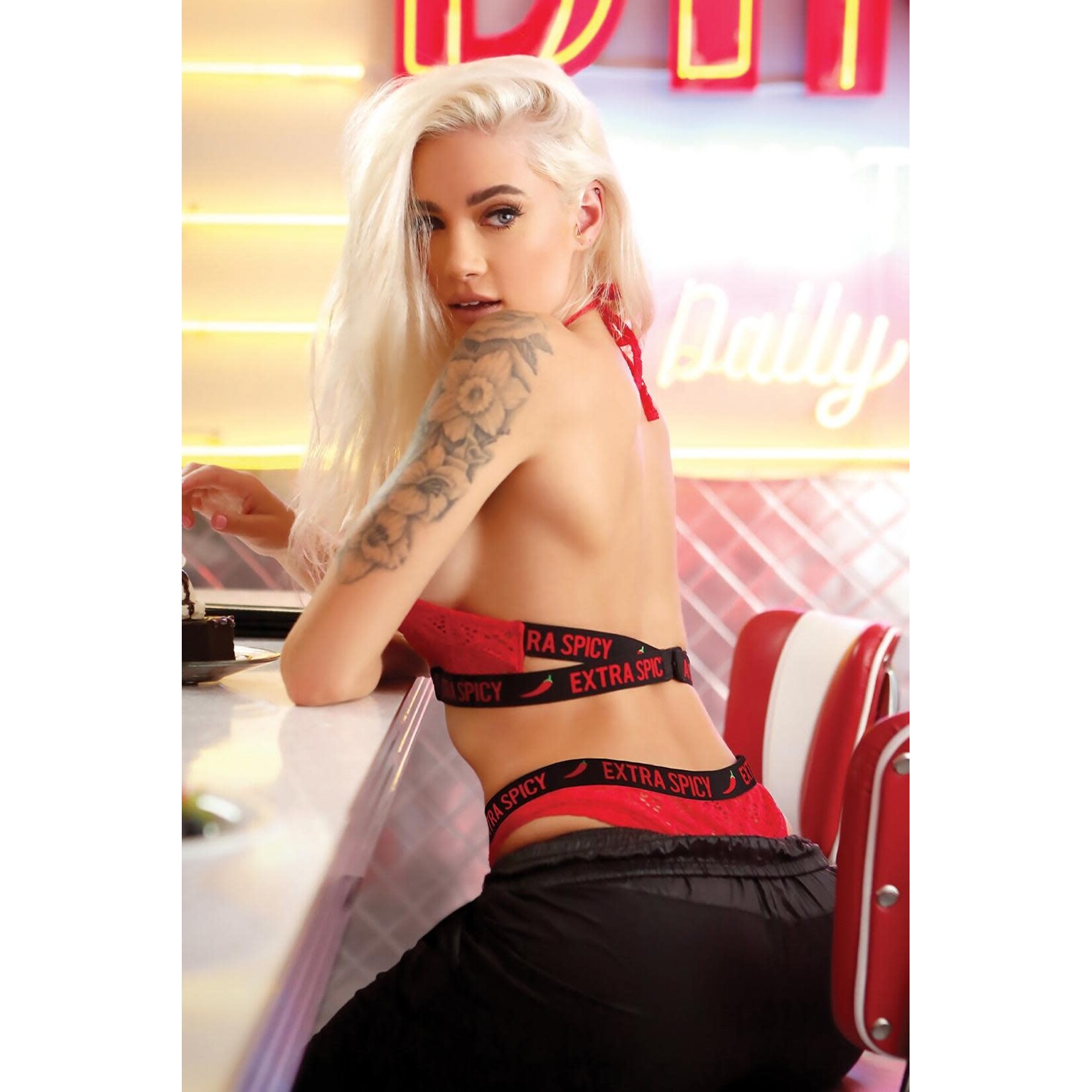 Fantasy Lingerie Extra Spicy Halter Bralette & Cheeky Panty - S/M