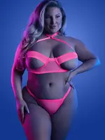 Fantasy Lingerie Slow Motion Peekaboo Cup Bra & Panty Queen Size
