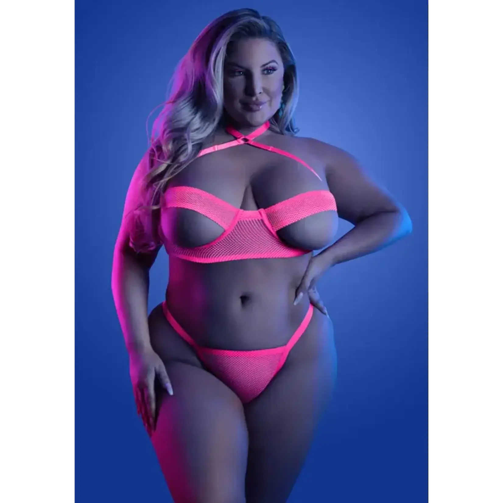 Fantasy Lingerie Slow Motion Peekaboo Cup Bra & Panty Queen Size