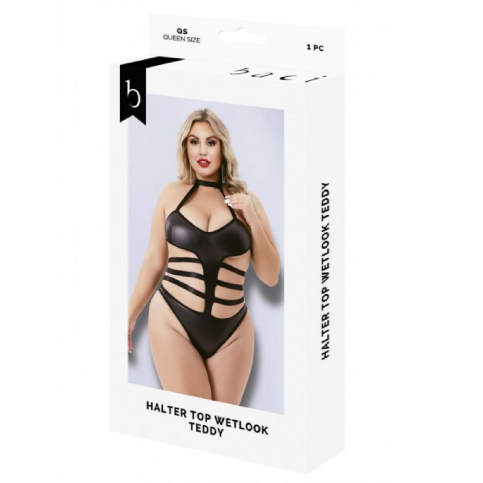 Baci Halter Top WetLook Teddy - Curvy Queen Size