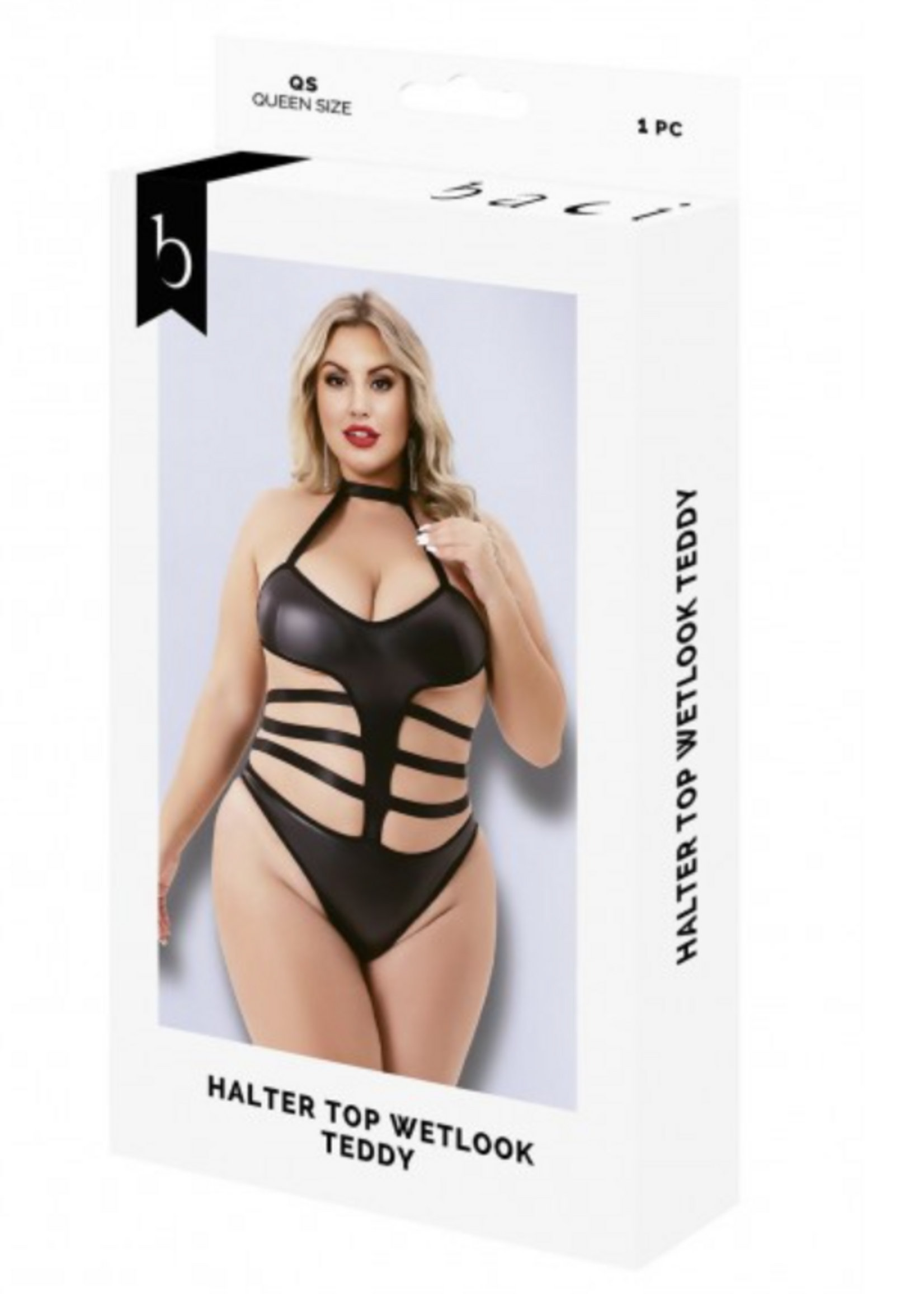 Baci Halter Top WetLook Teddy - Curvy Queen Size