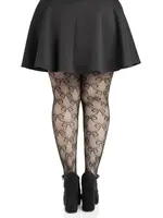 Leg Avenue Plus Bow Net Tights - 1x 2x - Black