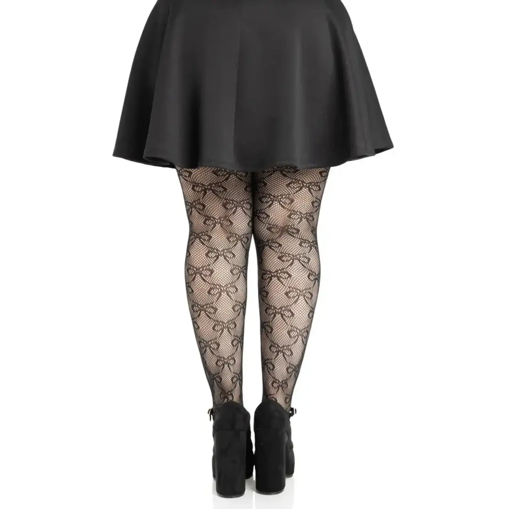 Leg Avenue Plus Bow Net Tights - 1x 2x - Black