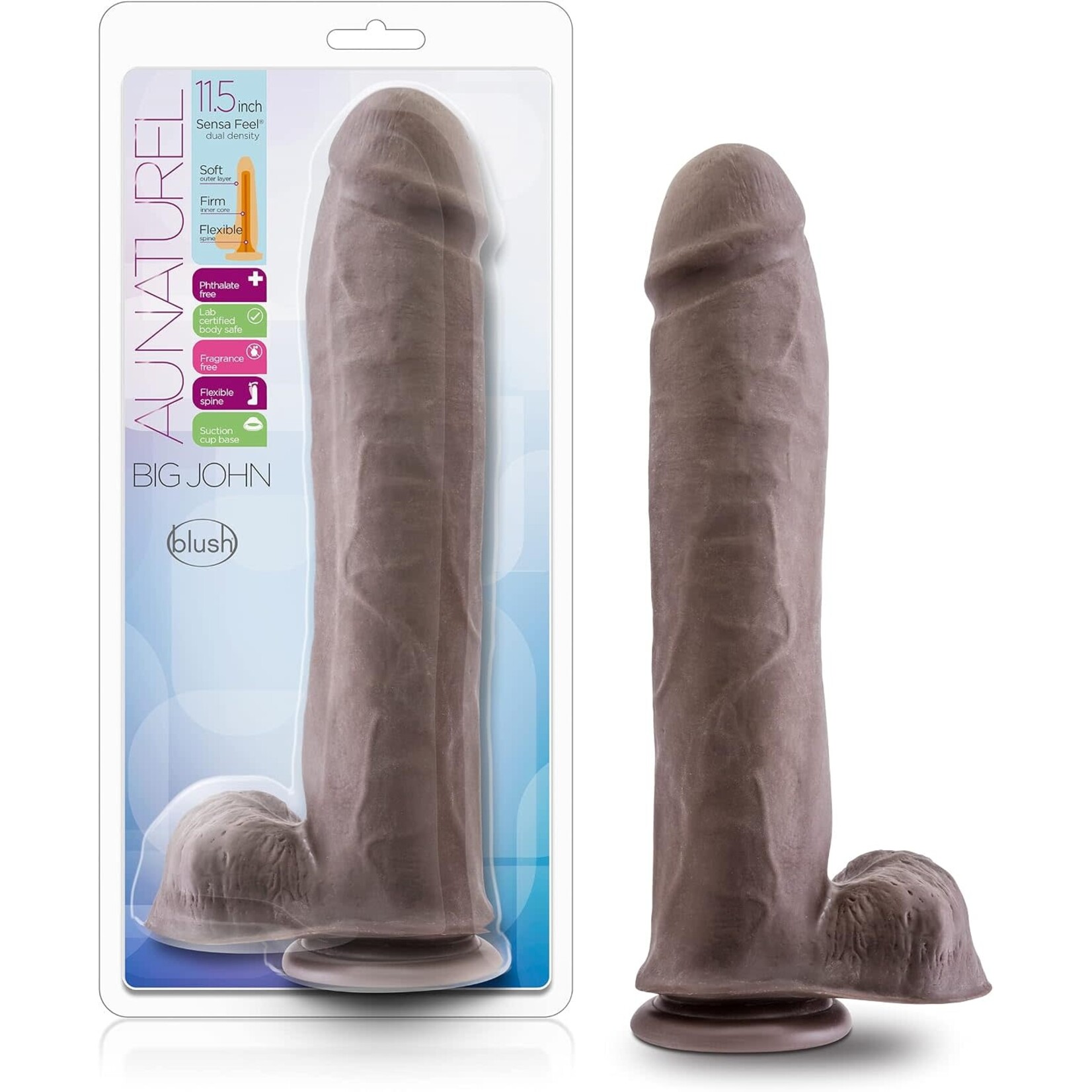 Blush Novelties Au Naturel Big John 11.5" Sensa Feel Dual Density Dildo