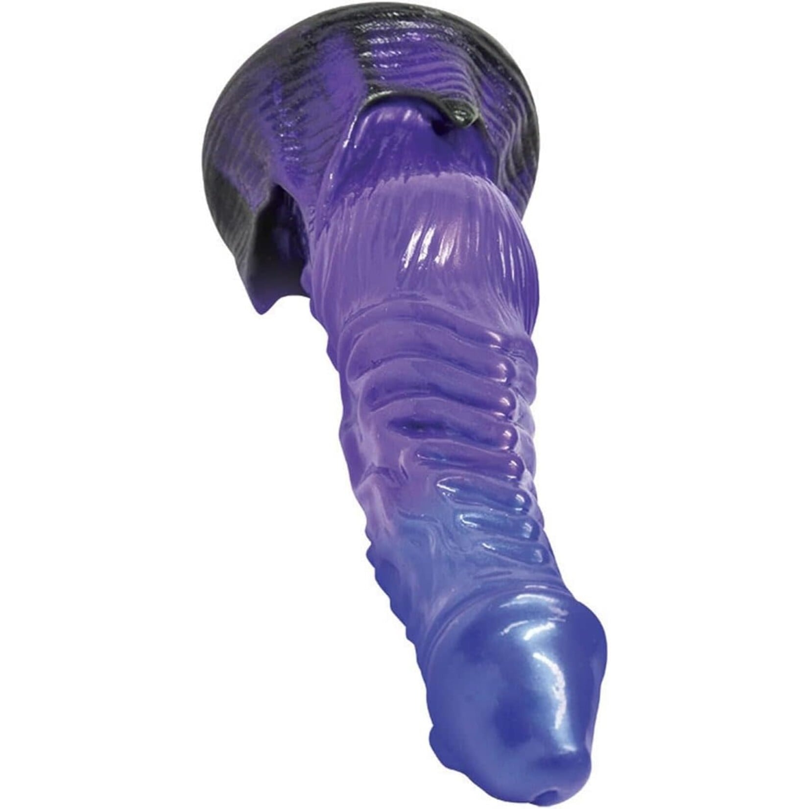 XR Brands Creature Cocks Creature Cocks Diabolos Thrusting & Vibrating Rechargeable Silicone Dildo with Remote Control - Purple/Black