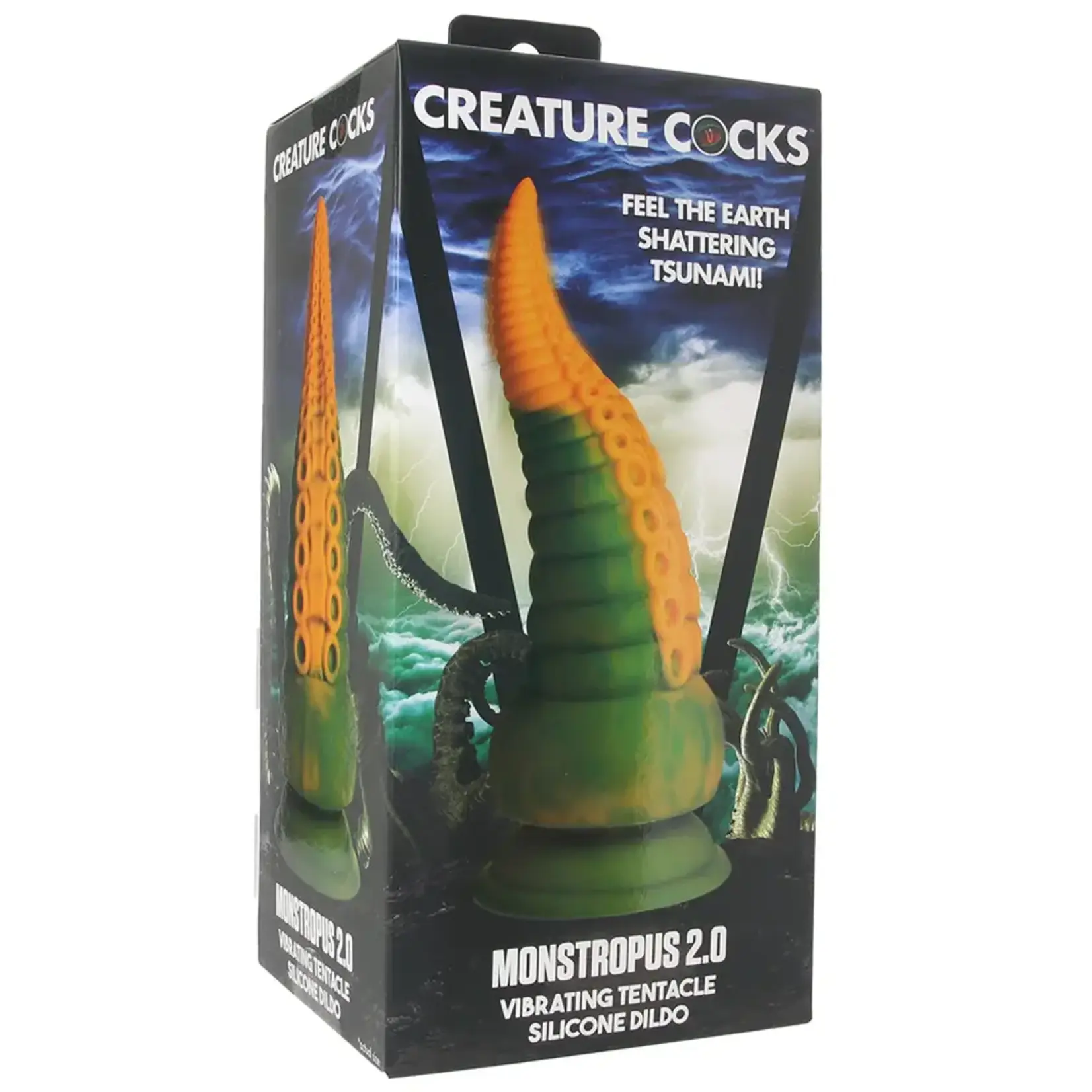 XR Brands Creature Cocks Creature Cocks Monstropus 2.0 Vibrating Tentacle Rechargeable Silicone Dildo - Yellow/Green