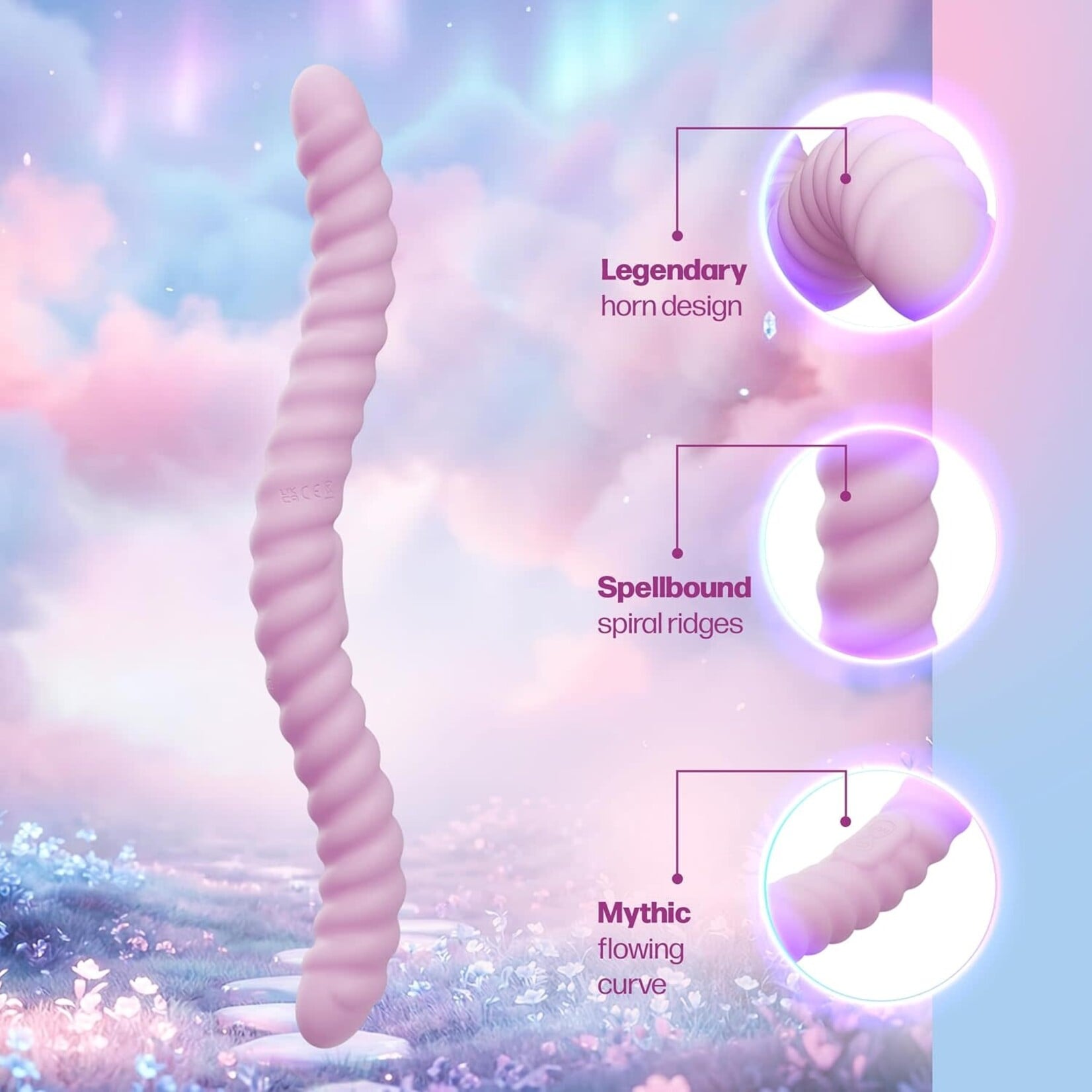 Tentra Cor Unicorn Horn Double-Ended Vibrating Dildo Pink