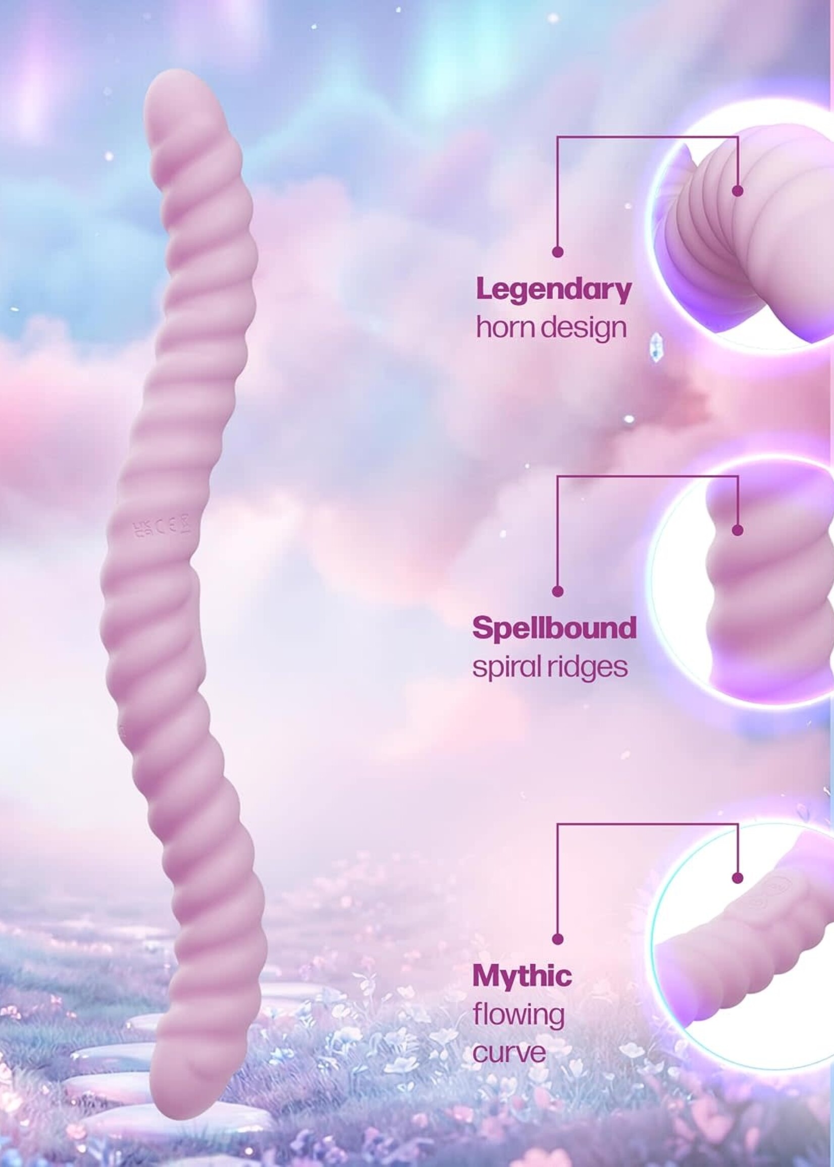 Tentra Cor Unicorn Horn Double-Ended Vibrating Dildo Pink