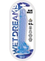 HOTT PRODUCTS Wet Dreams Blue Balls Silicone Dildo 6.5in - Blue