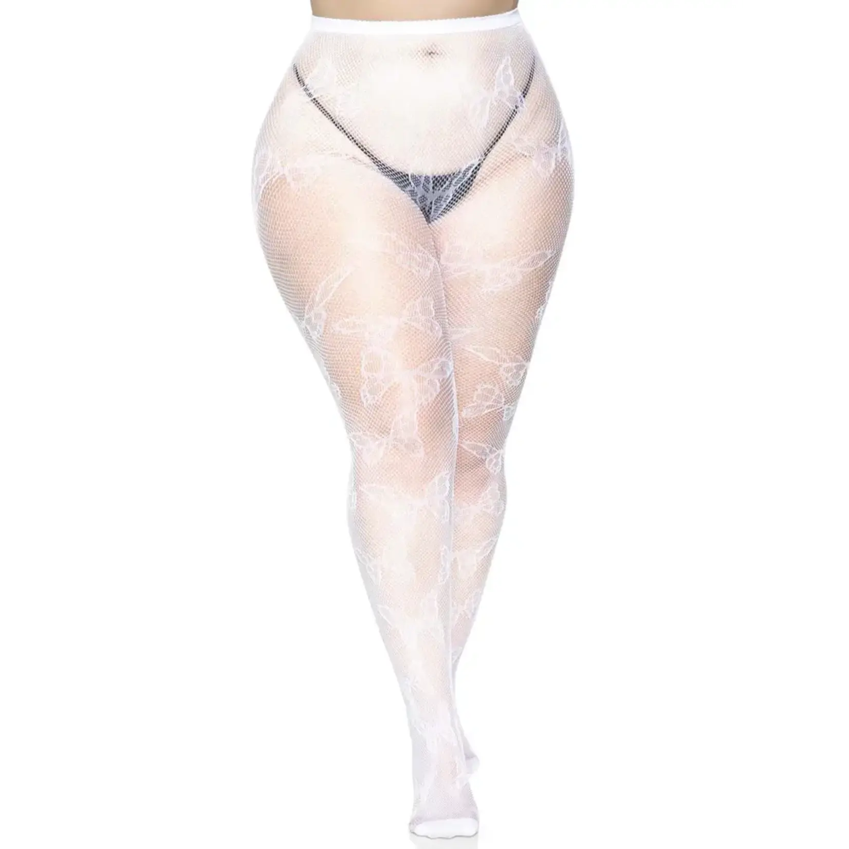 Leg Avenue Leg Avenue Butterfly Net Tights - 1X/2X - White