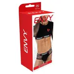 Envy Envy Menswear Heartbreaker Mesh Crop Top & Briefs Set - OS - Black