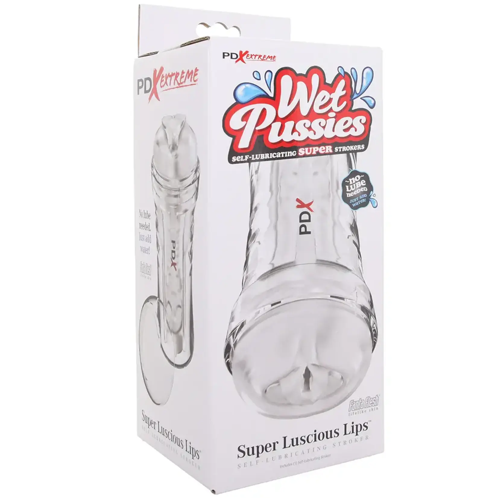 Pipedream PDX Extreme Wet Pussies Super Luscious Lips Self-Lubricating Stroker Frosted