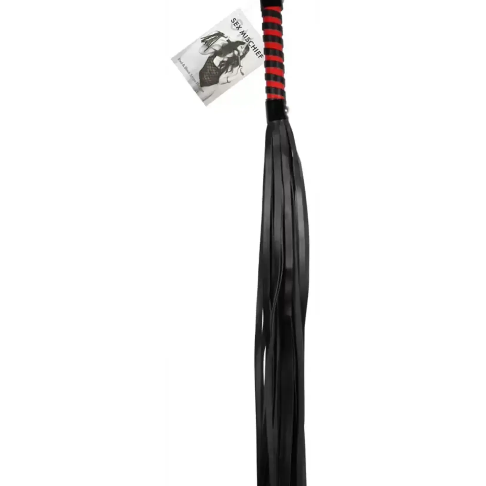 Sportsheets Sex and Mischief Stripe Flogger - Red and Black