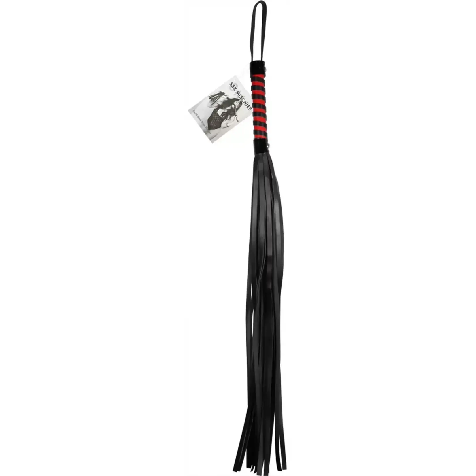 Sportsheets Sex and Mischief Stripe Flogger - Red and Black