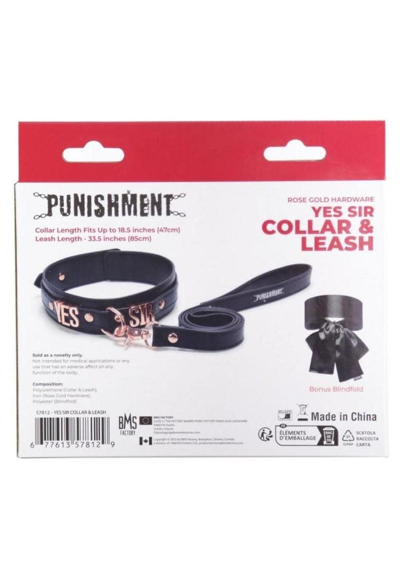BMS Factory Punishment Yes Sir Collar/Leash - Rose Gold