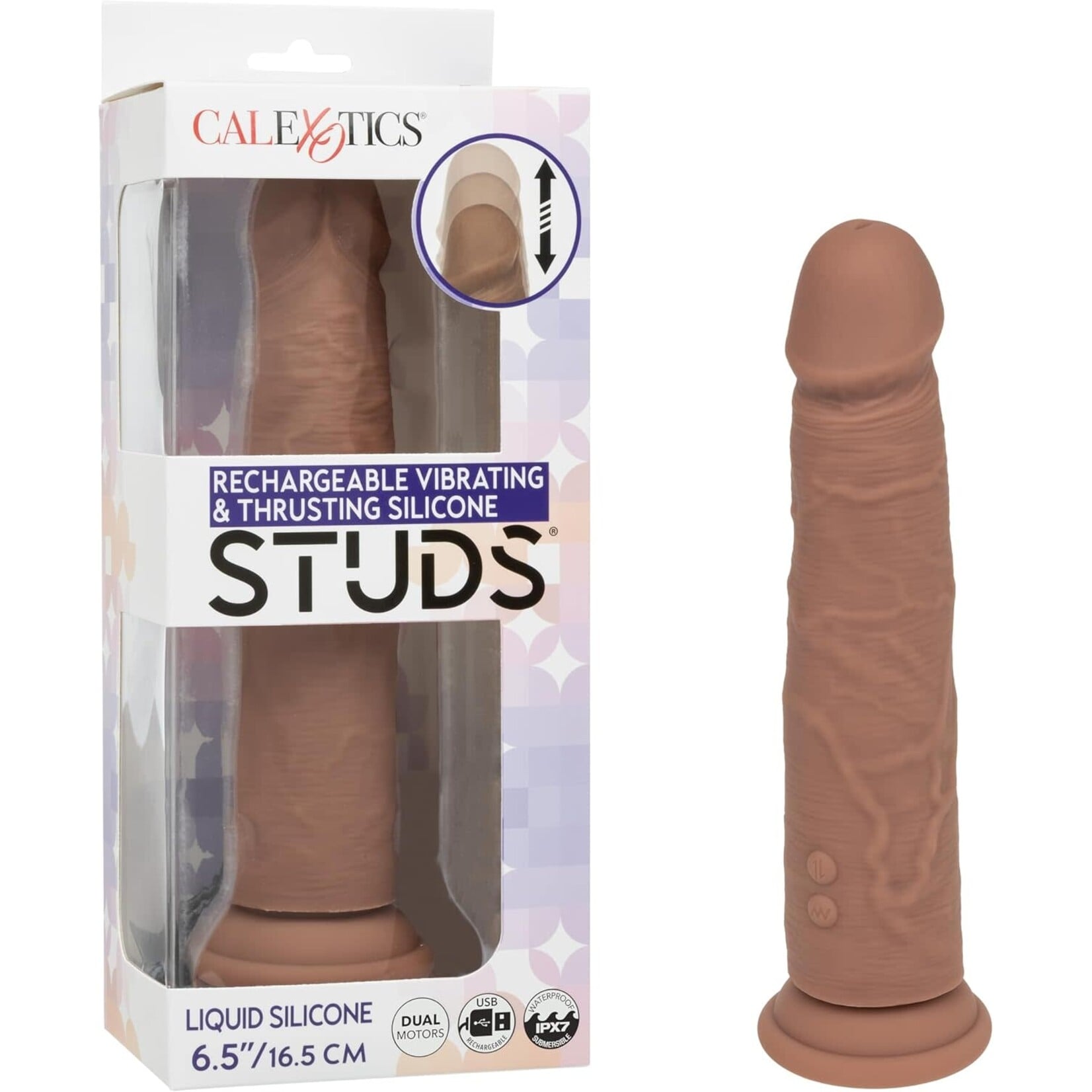 Calexotics Rechargeable Vibrating and Thrusting Silicone Studs - Brown