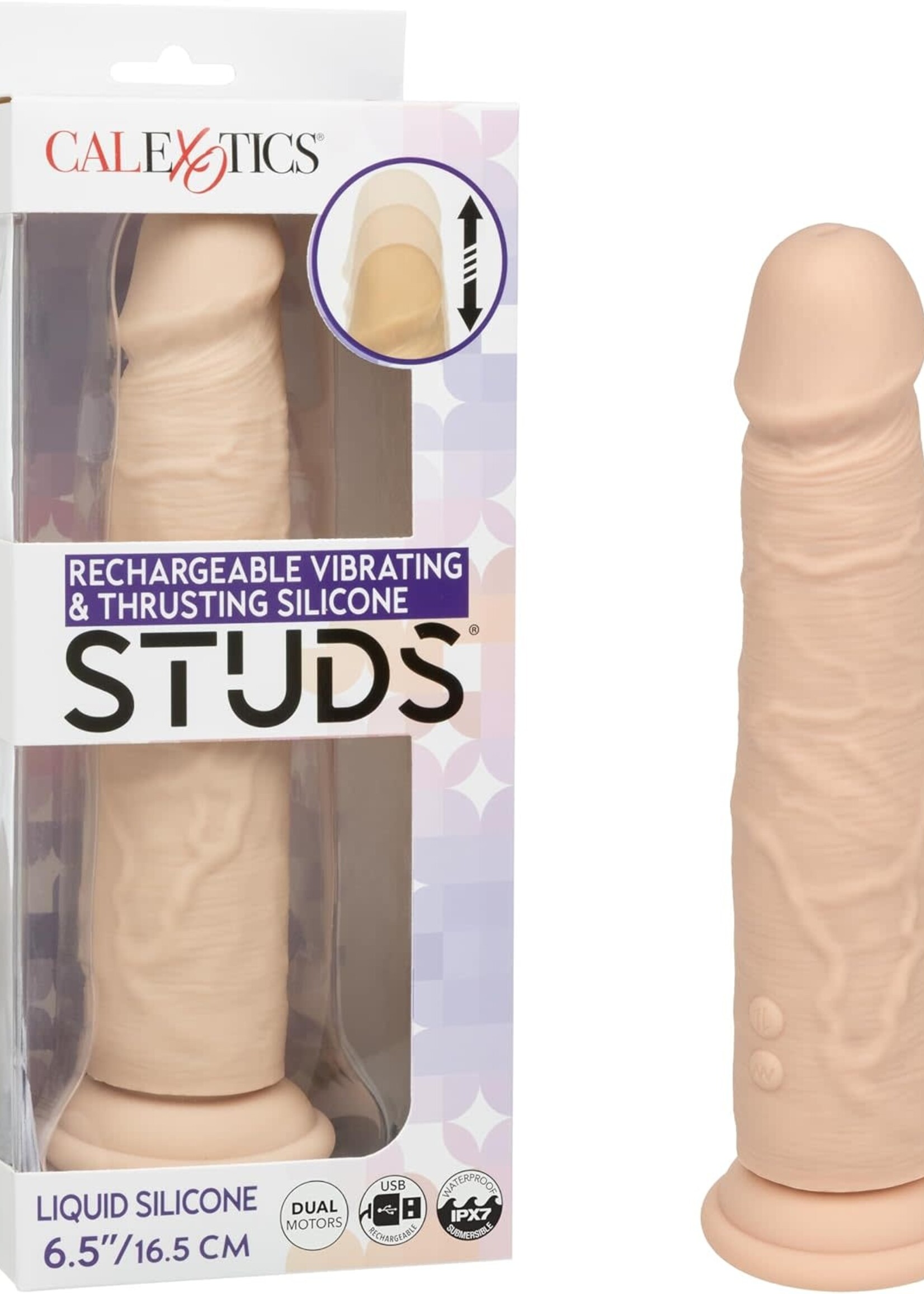 Calexotics Rechargeable Vibrating & Thrusting Silicone Studs - Ivory