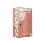 Shots RealRock Realrock Dual Layered Rechargeable Silicone Curved Realistic Vibrating Dildo with Suction Cup 8in - Vanilla